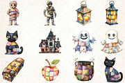 Cute Patchwork Halloween Clipart, an Illustration by DreamCafeArt (Thumbnail 2 of 5)