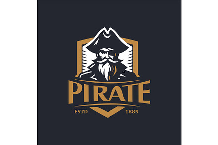 lustrate a emblem-style pirate ship