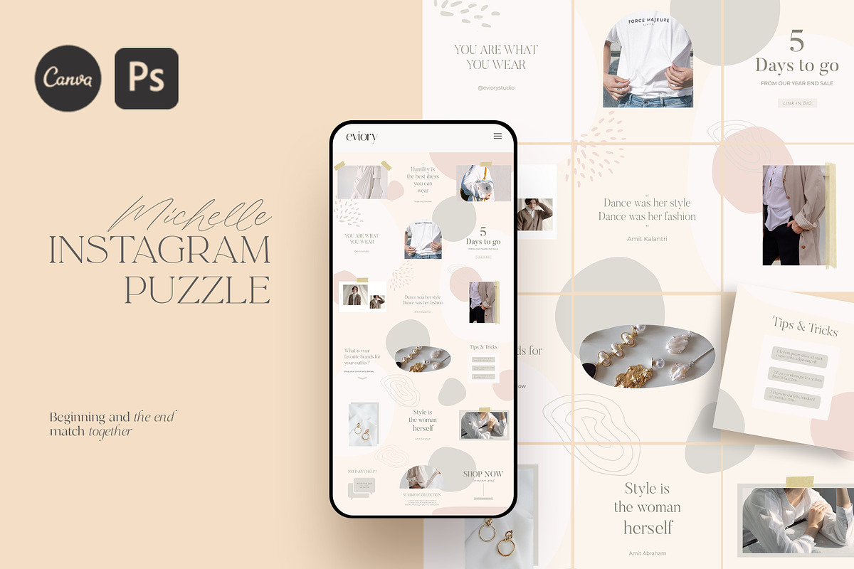 Instagram Puzzle Michelle | PS CANVA, a Social Media Template by Eviory