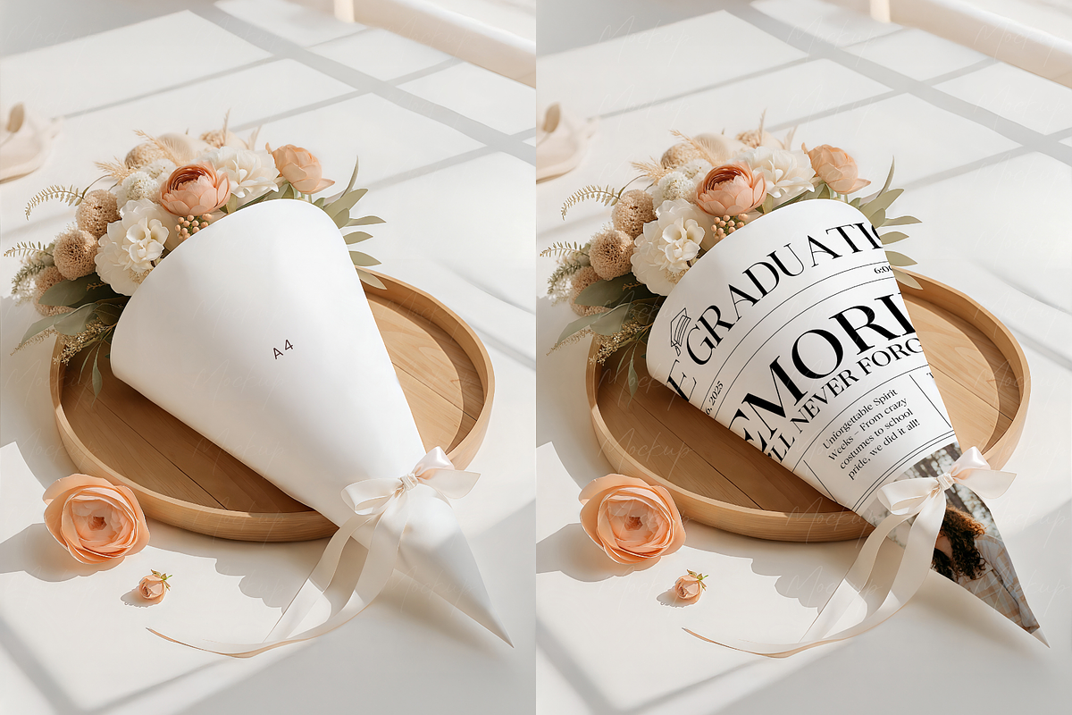Spring Bouquet Paper Cone Mockup, a Product Mockup by TatiMockup (Photo 2 of 3)