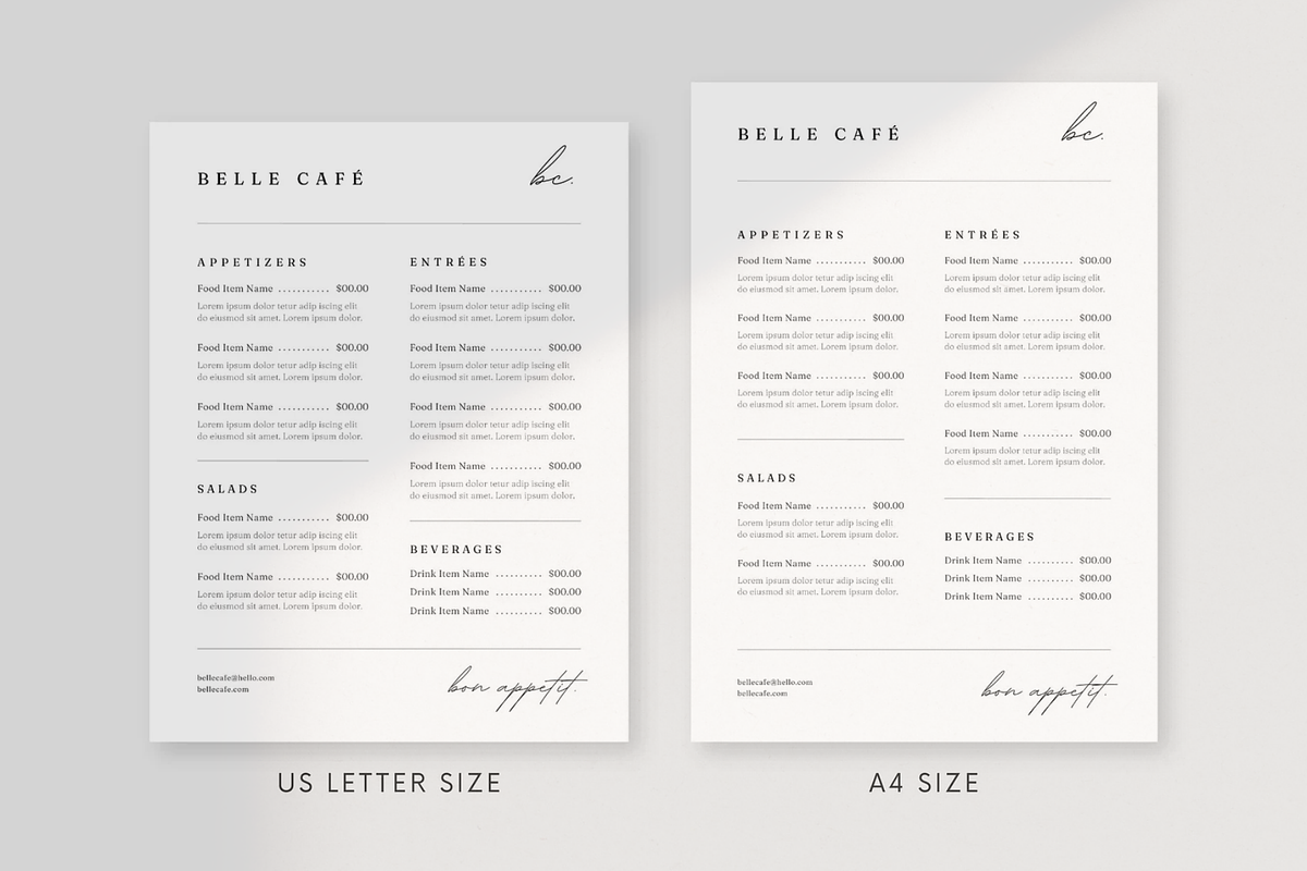 1 Page Simple Menu Template Canva, a Marketing Template by frommakertomaker (Photo 4 of 7)
