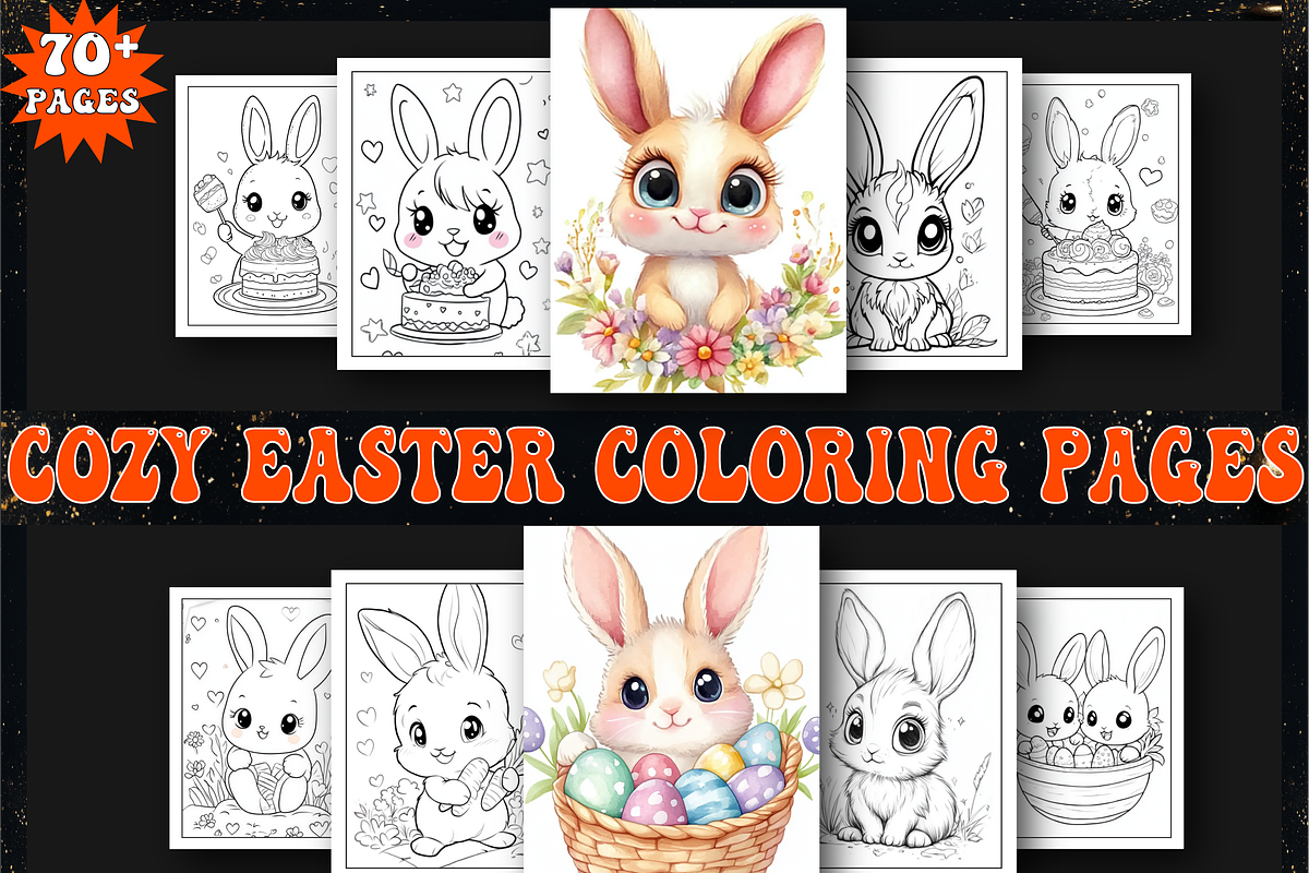 Cozy Easter Coloring Book for Adult, an Animal Illustration by Printable Design Store (Photo 1 of 4)