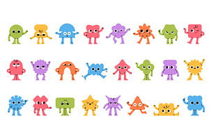 Funny geometric characters. Comic, an Illustration by YummyBuum