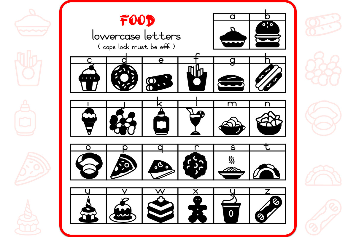 Food Alphabet - Dingbat Font, a Symbol Font by WADLEN (Photo 3 of 7)