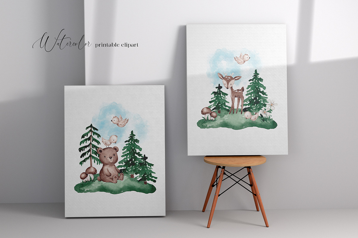 Woodland animals clip art, an Animal Illustration by SirenaArt (Photo 9 of 11)
