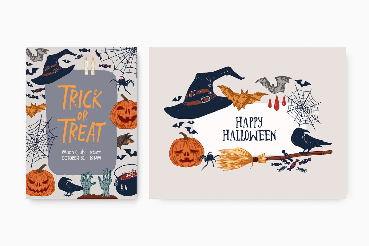 Halloween posters, cards, seamless, a Decorative Illustration by Good Studio (Photo 5 of 17)