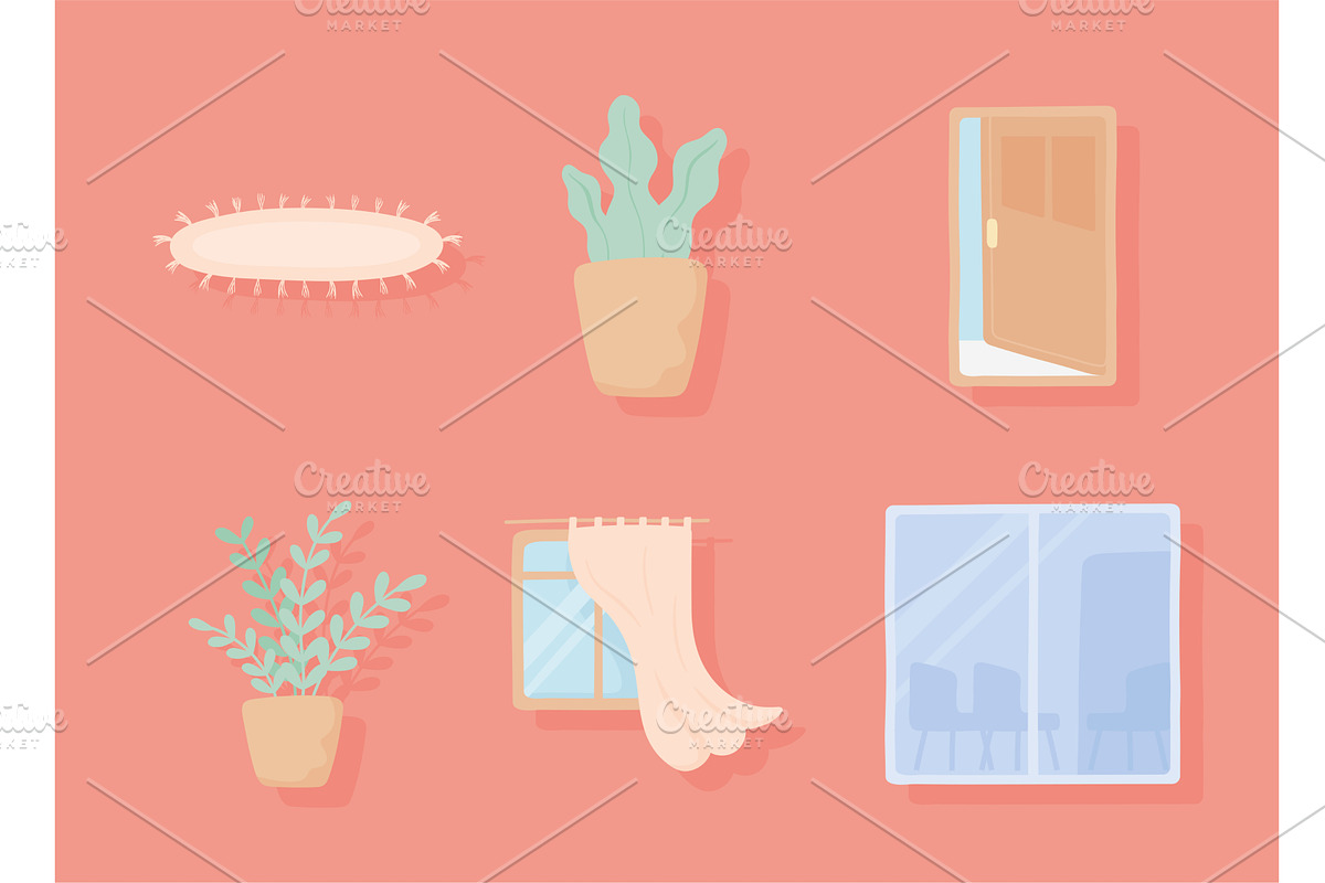 set of home decoration, an Object Illustration by studiogstock