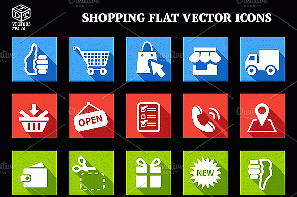 Shopping Flat Vector Icons