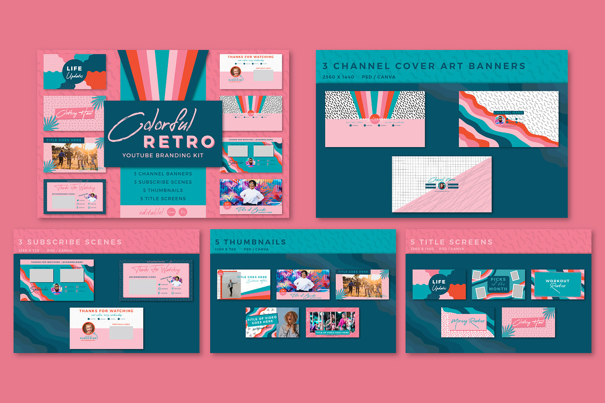 Branding Bundle: Colorful Retro, a Social Media Template by Liseno Designs (Photo 4 of 8)