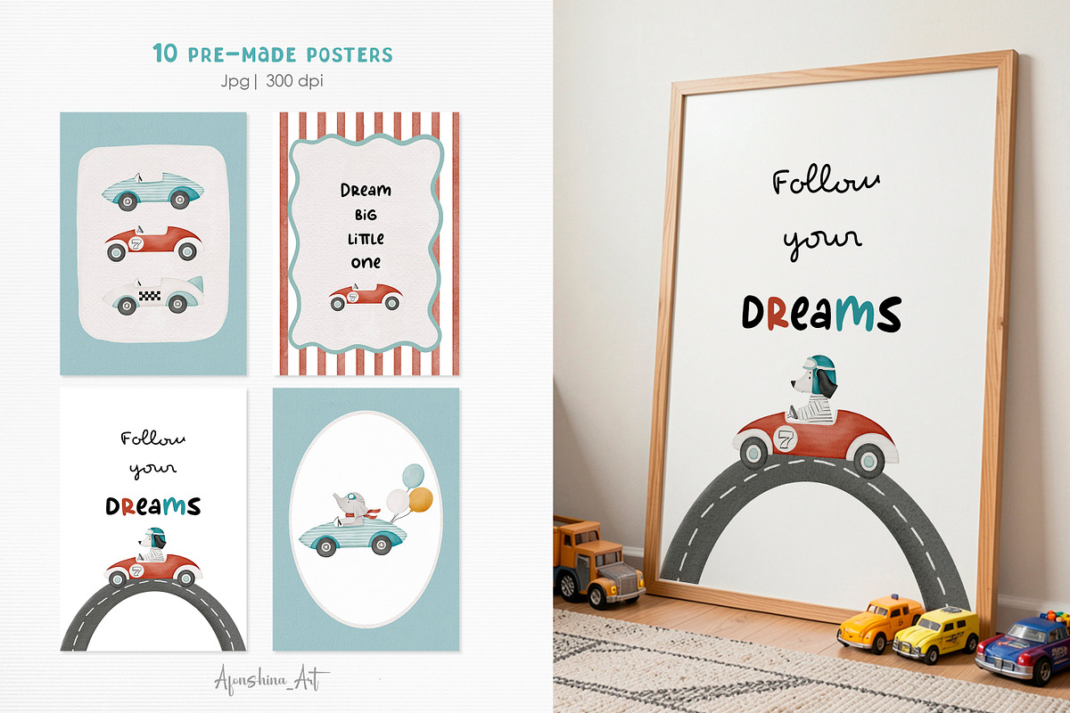 Little racers. Watercolor collection, an Animal Illustration by AfonshinaArt (Photo 6 of 14)
