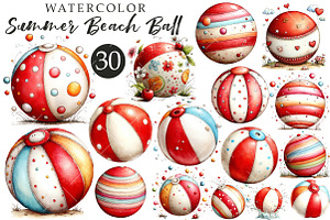Whimsical Summer Beach Ball Clipart, an Illustration by OK Design