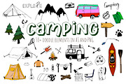 Camping Clipart. Doodle Icons PNG, an Outline Icon by BuzikArtShop (Thumbnail 1 of 5)