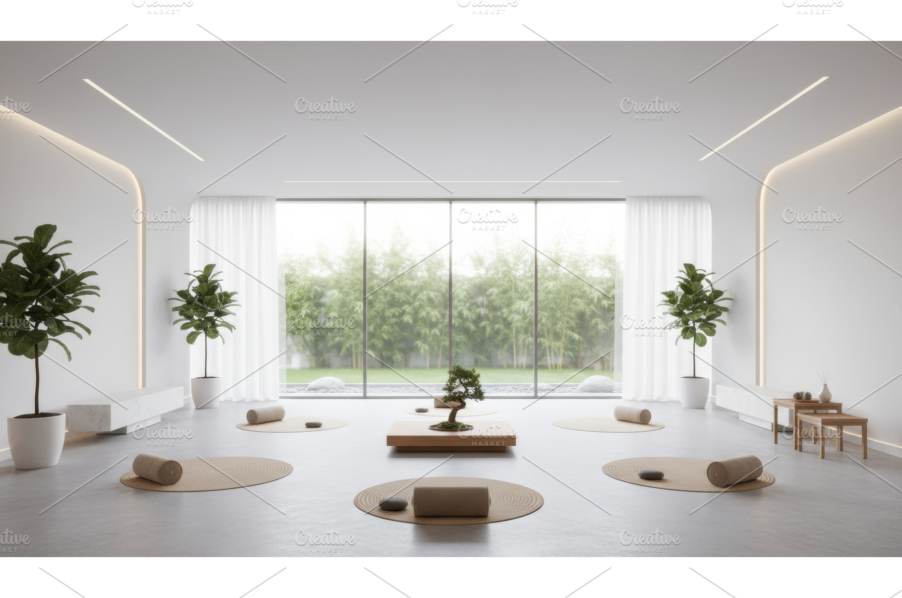 Minimalist bright white yoga studio, an Architecture Photo by Igor Tichonow