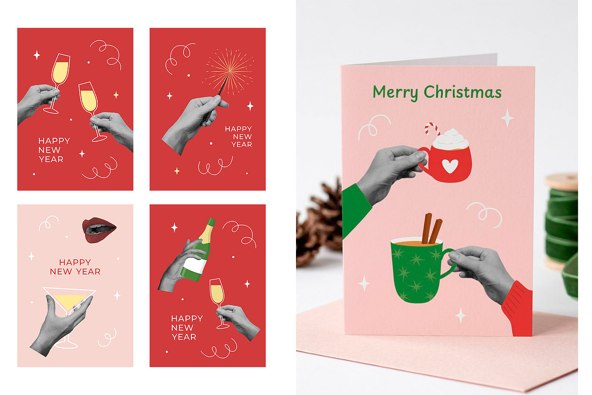 Modern Christmas Collage Elements, a Seasonal Illustration by yarynabo (Photo 6 of 6)