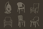 Furniture doodle illustrations set, an Outline Icon by Gulnarart (Thumbnail 2 of 8)