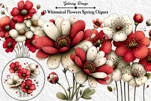 Whimsical Flowers Spring Clipart, an Illustration by GatewayDesign