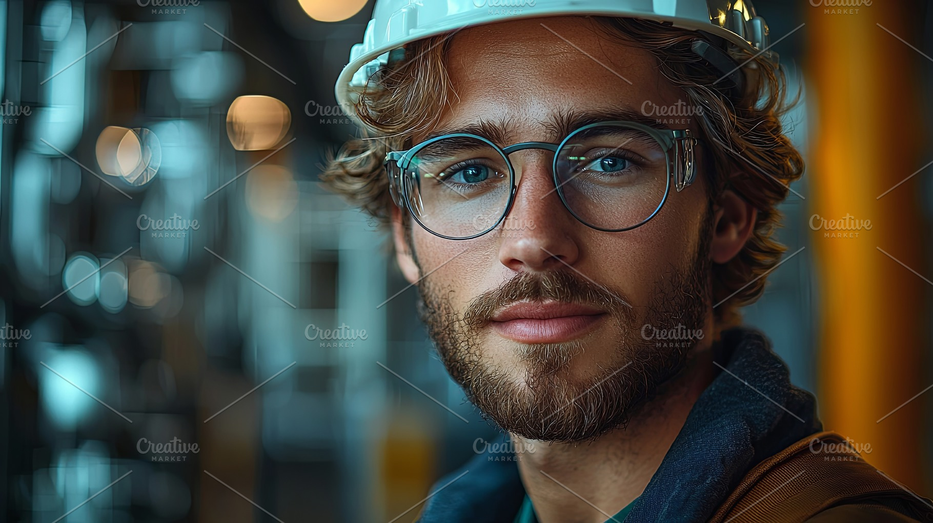 Confident young engineer with safety helmet standing in industrial environment, a Photo by AS photostudio