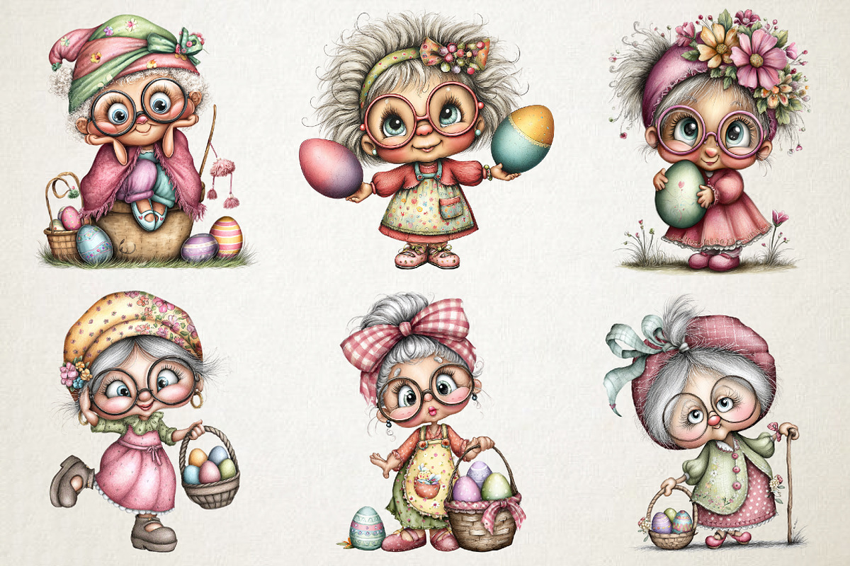 Whimsical Easter Grandma Clipart, an Illustration by RobertsArt (Photo 5 of 6)