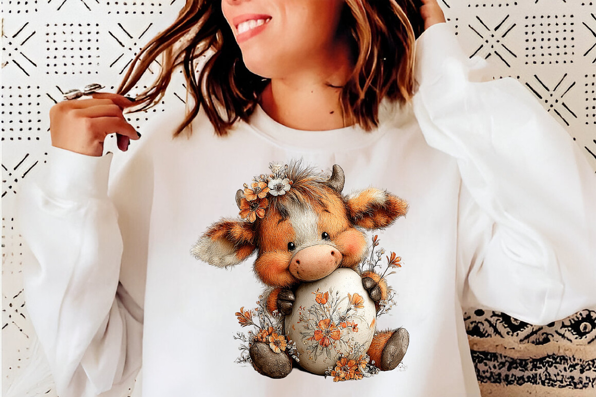 Whimsical easter highland cow clipar, an Illustration by SinaCreation (Photo 9 of 11)