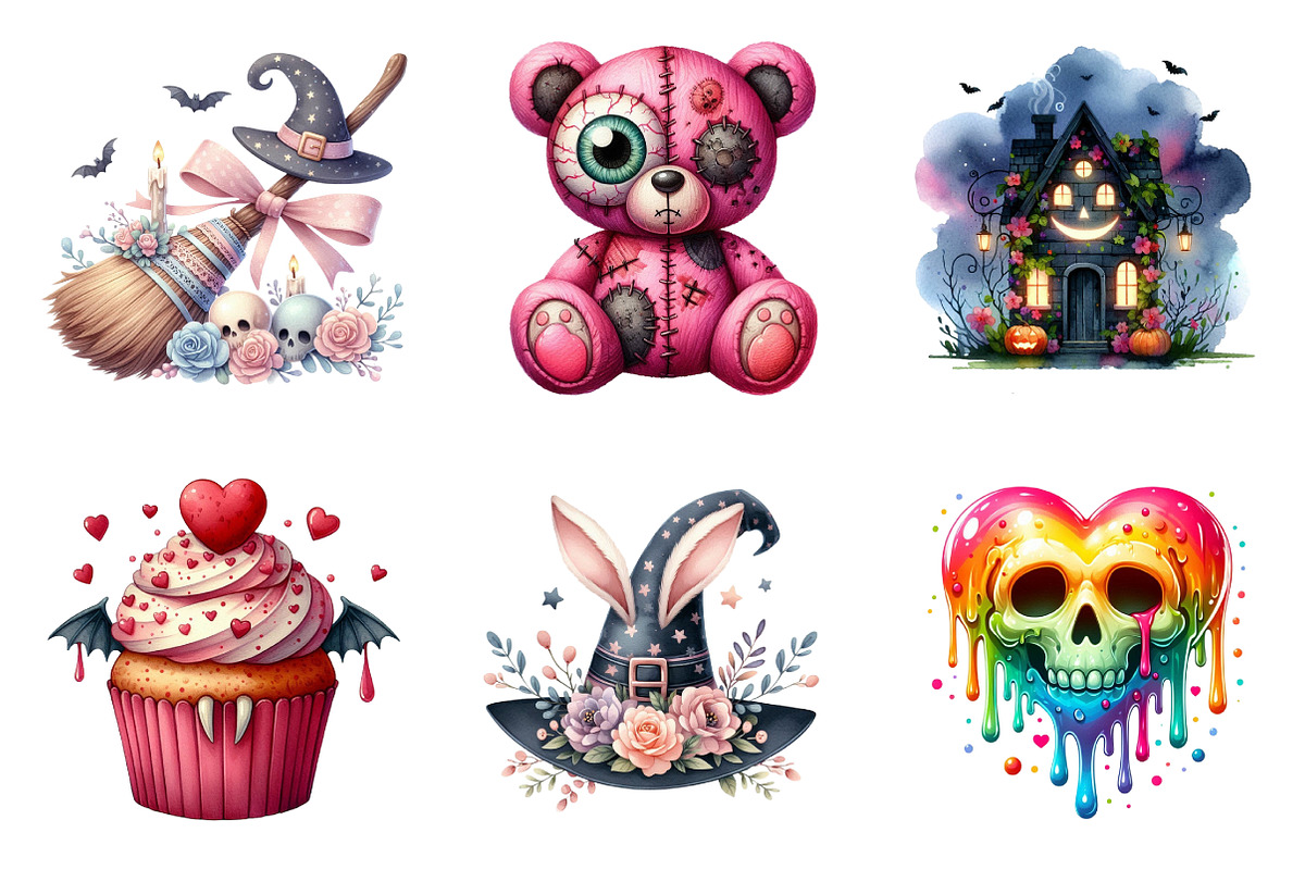 Watercolor Spooky Cute PNG, an Illustration by SinaCreation (Photo 4 of 7)
