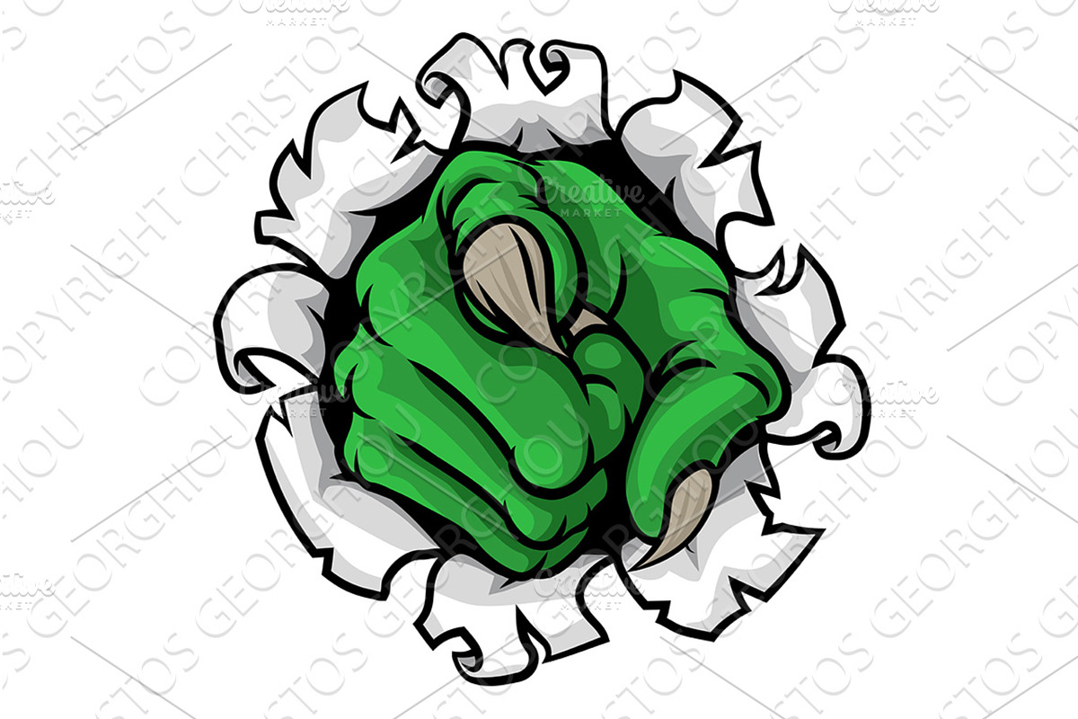 Halloween Monster Claw Hand Pointing, an Illustration by Christos Georghiou