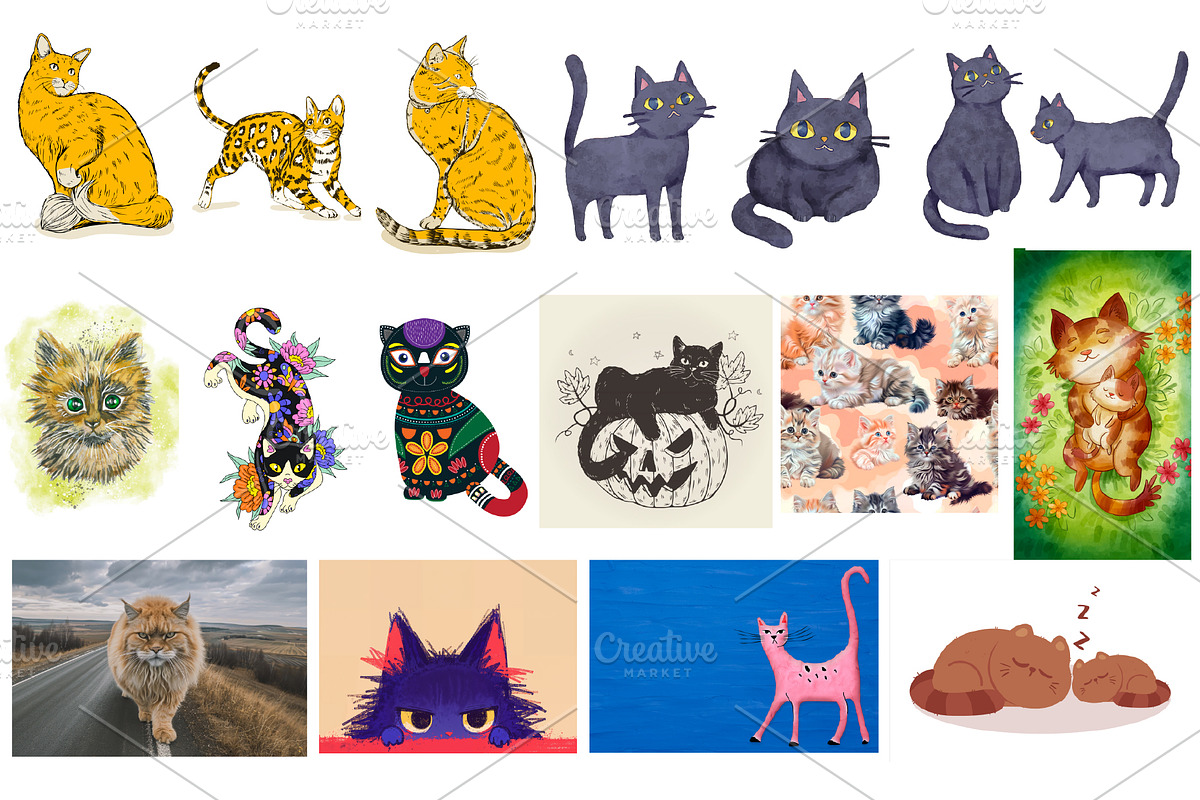 Cat Wall Art Prints Set, Cat Posters, an Animal Photo by Chipshpow Graphics (Photo 7 of 7)