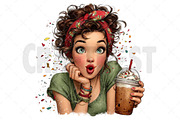 Whimsical Summer Coffee Girl Clipart, an Illustration by Craft Nest (Thumbnail 7 of 12)