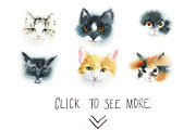 Watercolor Fluffy cats, an Animal Illustration by Budogoshch (Thumbnail 2 of 7)
