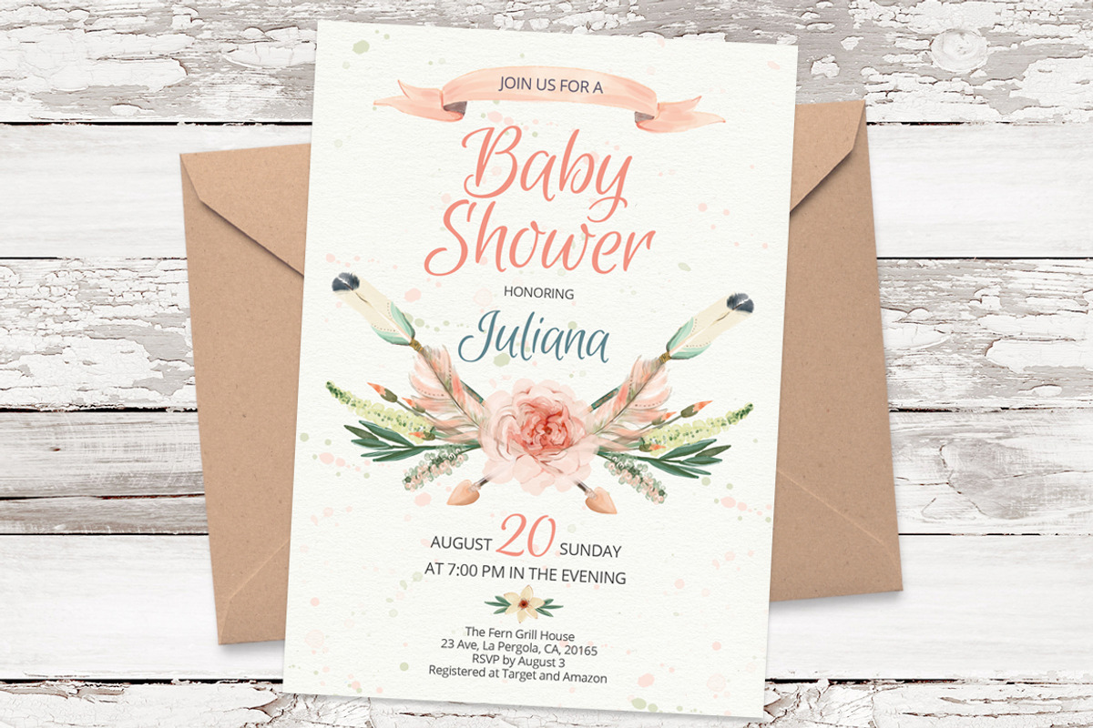 Arrows watercolor invite template 20, an Invitation Template by Talent Supplies