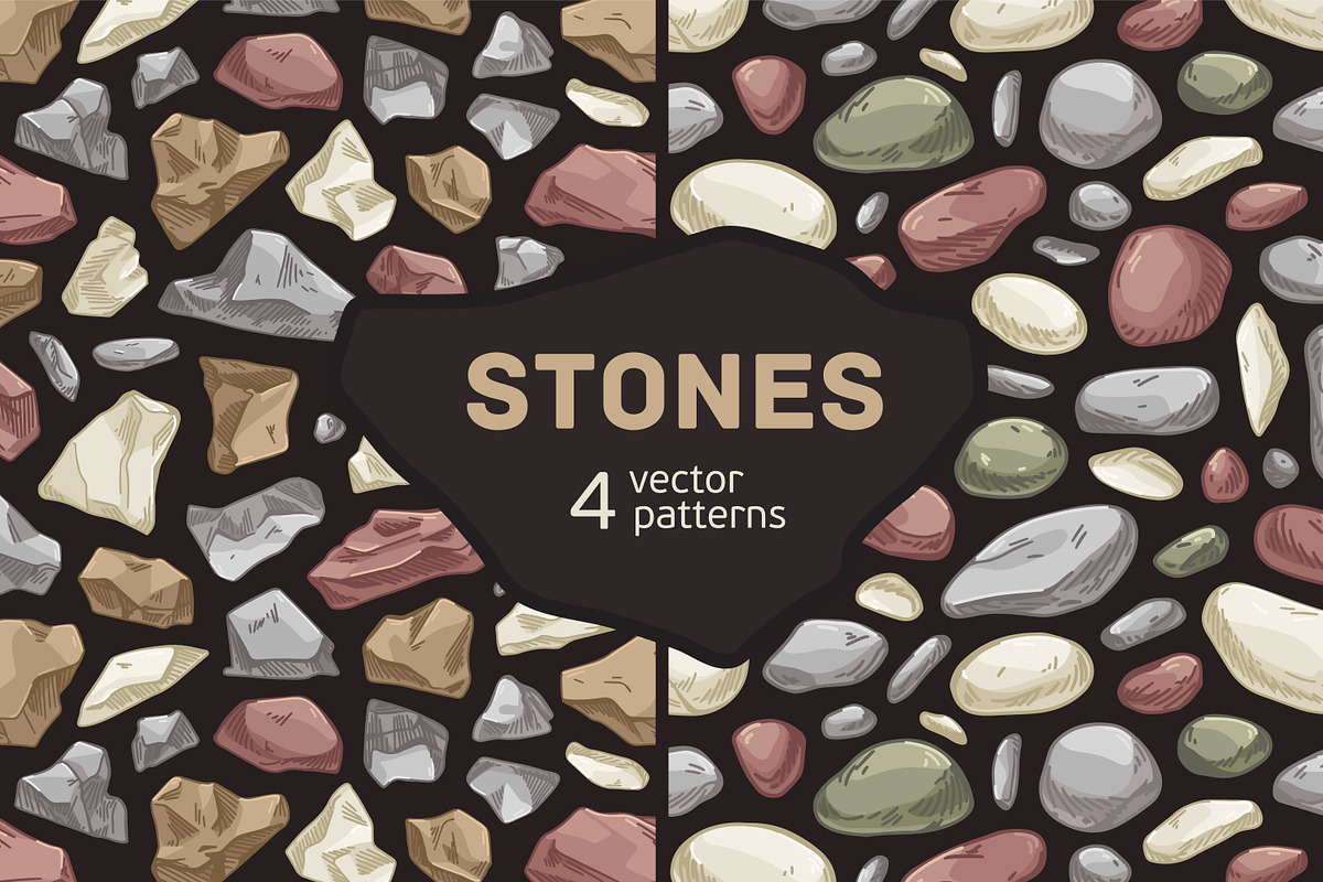 Stones and rocks seamless patterns, a Pattern Graphic by Good Studio (Photo 1 of 9)