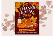 Thanksgiving Day party flyer, a Seasonal Illustration by Vector Tradition (Thumbnail 2 of 3)