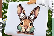 Coquette Bunny Bow Easter PNG, an Illustration by Craft Nest (Thumbnail 1 of 6)