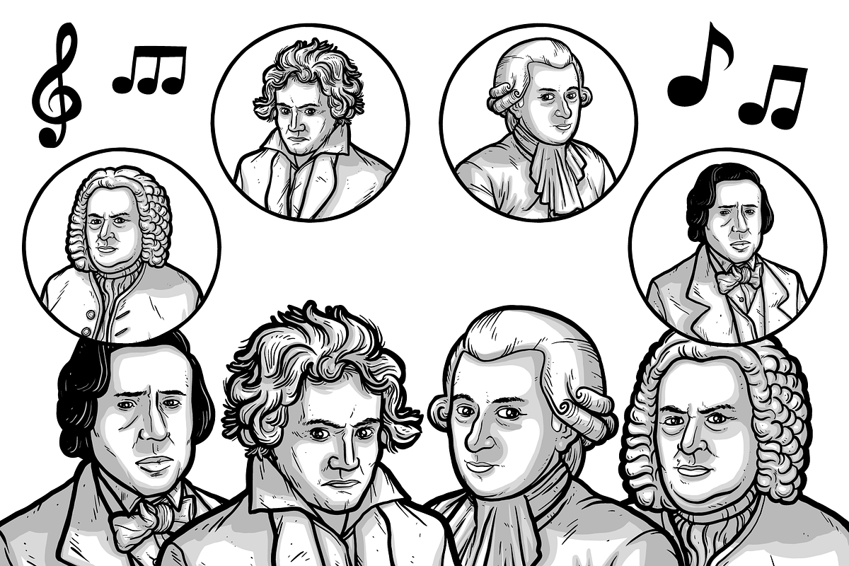 Musical Figures (Famous Composers), an Illustration by Vectory by BSC (Photo 3 of 3)