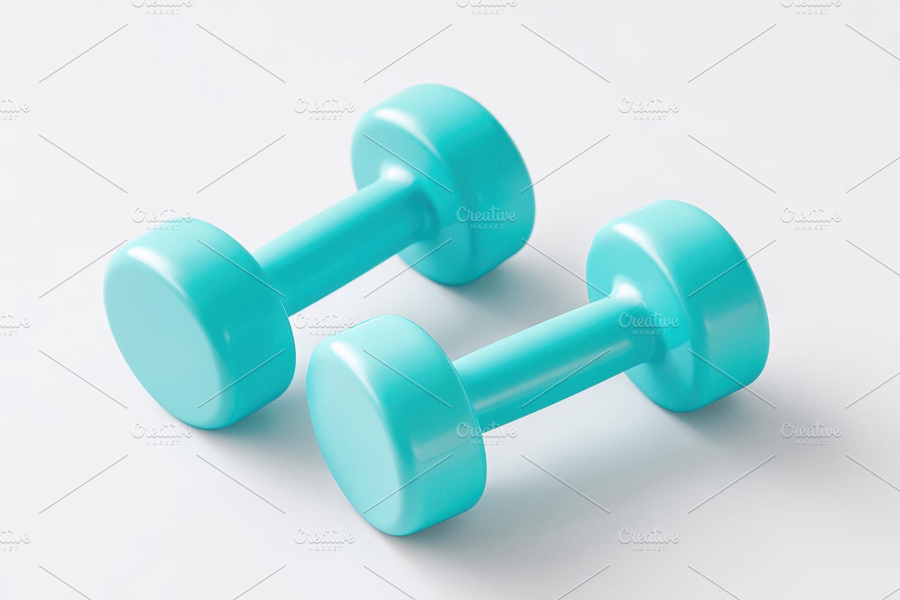 Turquoise dumbbells for fitness and exercise, a Sports & Recreation Photo by AlyaAnd