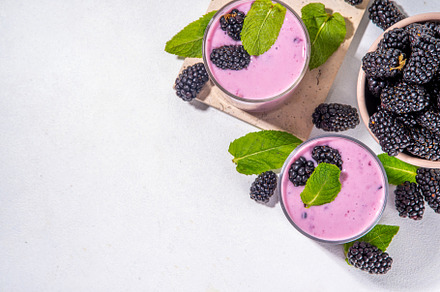 Blackberry smoothie, yogurt or milkshake, a Food & Drink Photo by Rimma