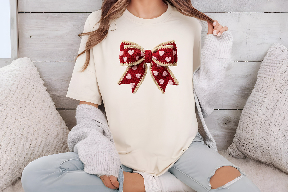 Yarn Crochet Bow Valentine PNG, an Illustration by DreamCafeArt (Photo 8 of 8)