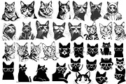 Cat Silhouette | Cat Head & Face SVG, an Animal Illustration by Chipshpow Graphics (Thumbnail 2 of 10)