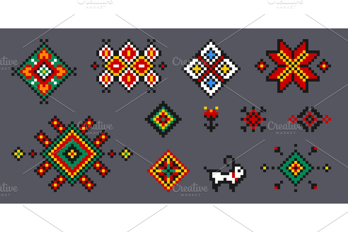 Ukrainian embroidery patterns set, an Illustration by art PVP - market