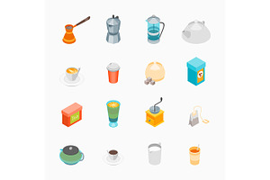 Tea And Coffee Set 3d Isometric