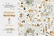Children's World Map Play Mat, a Pattern Graphic by AllNikArt (Thumbnail 1 of 6)