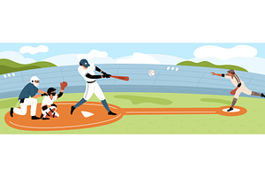 Game of baseball. One player throws, a Sport Illustration by Vectorbuum