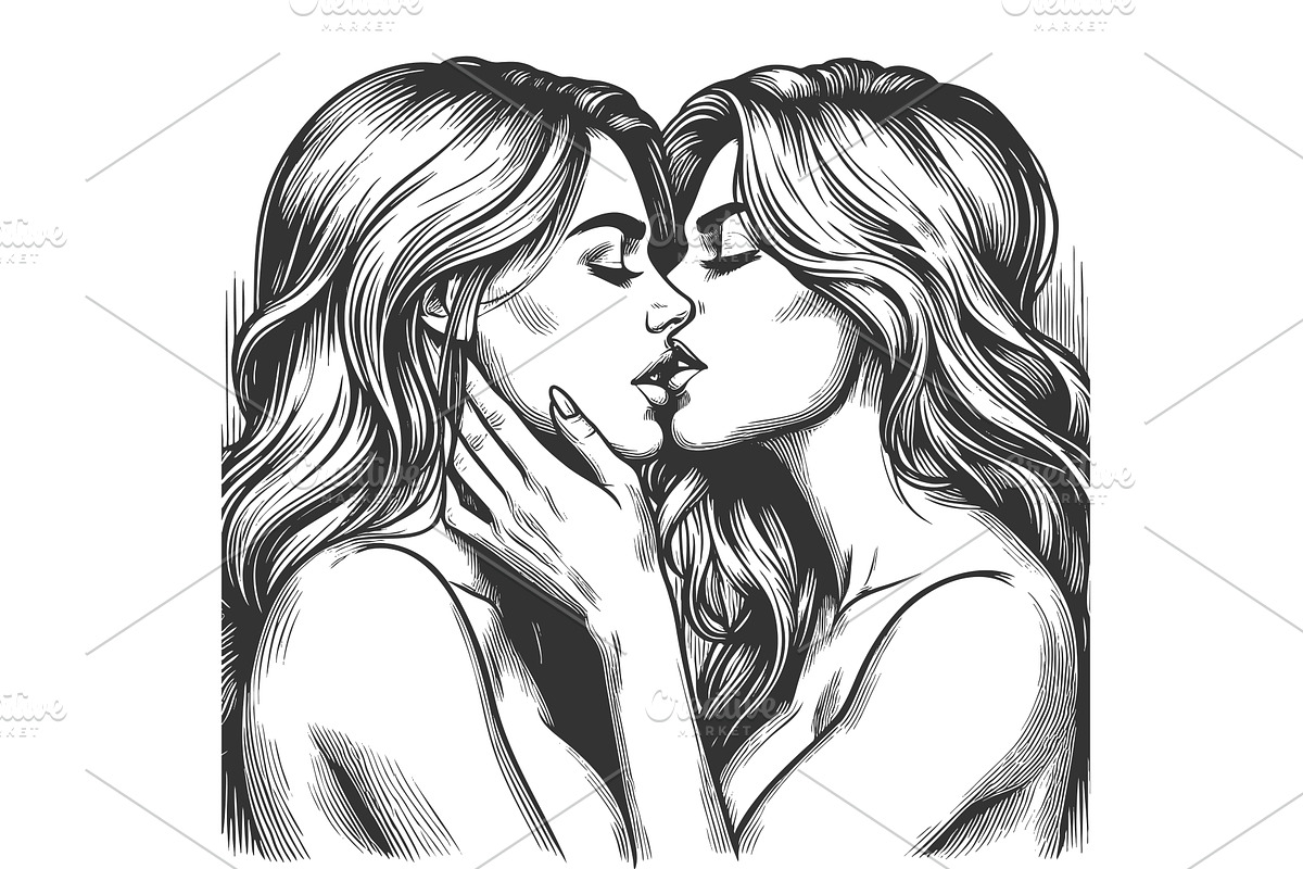 Romantic Vintage Illustration of Two, a Person Illustration by AlexArt