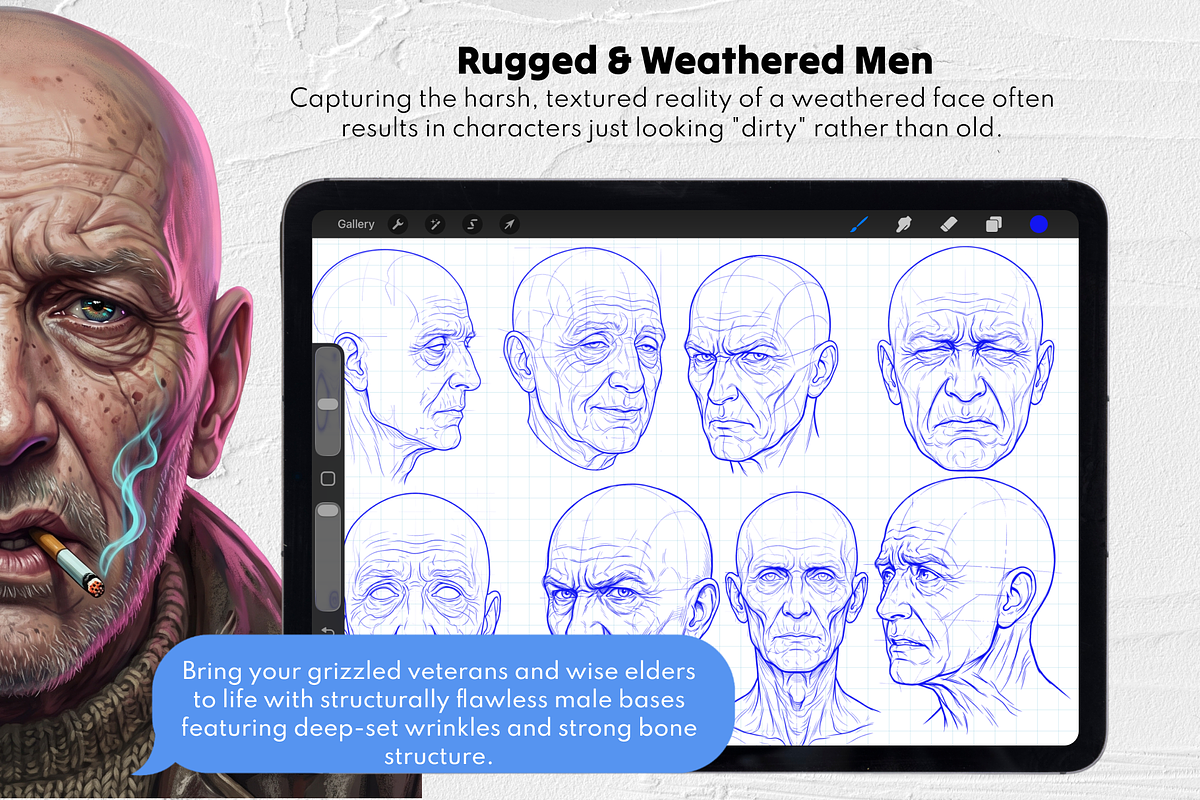 Wrinkled Face Stamp Brushes Set, a Brush Add-On by Selentaori Studio (Photo 7 of 13)