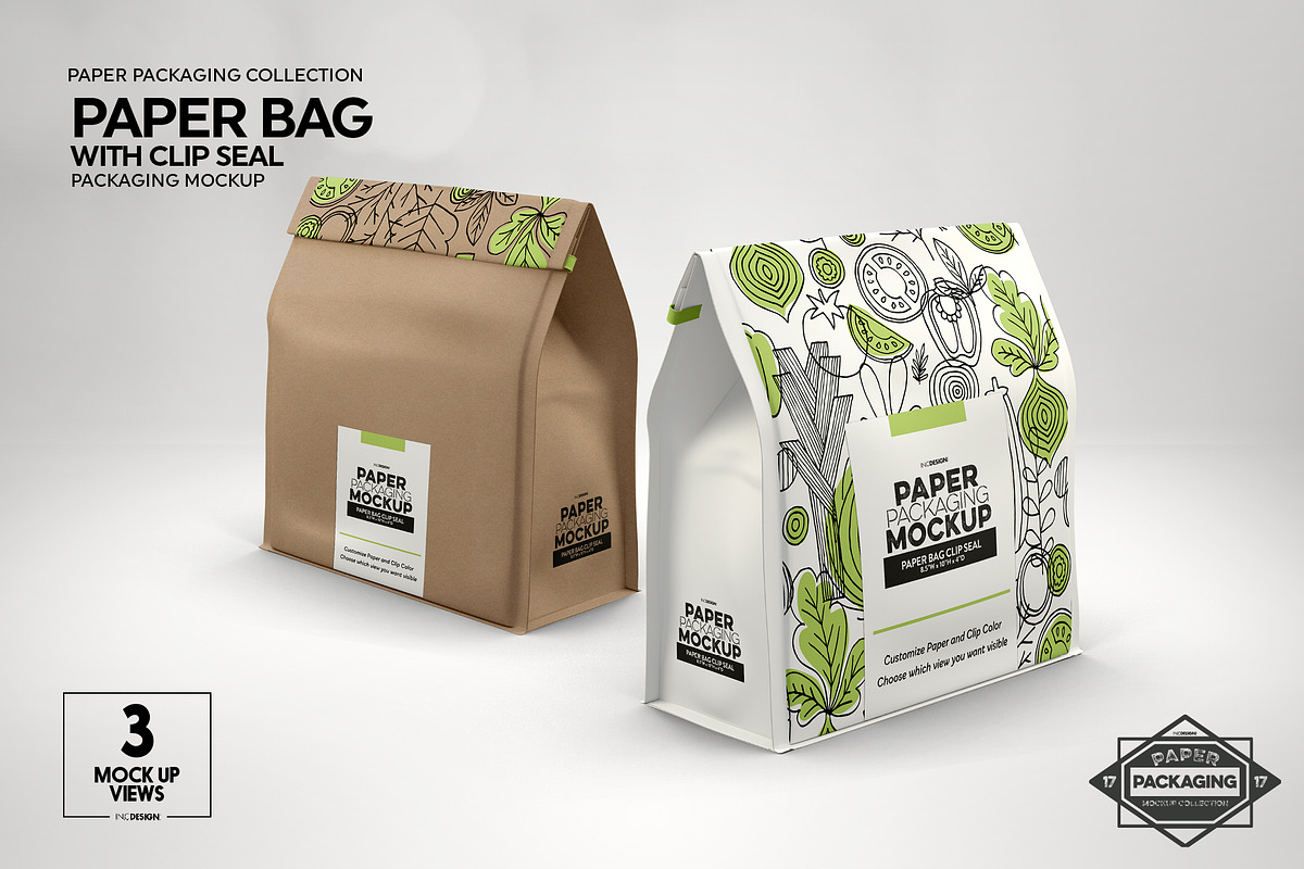 Paper Bags with Clip Seal Mockup, a Packaging Mockup by INCDesign (Photo 5 of 9)