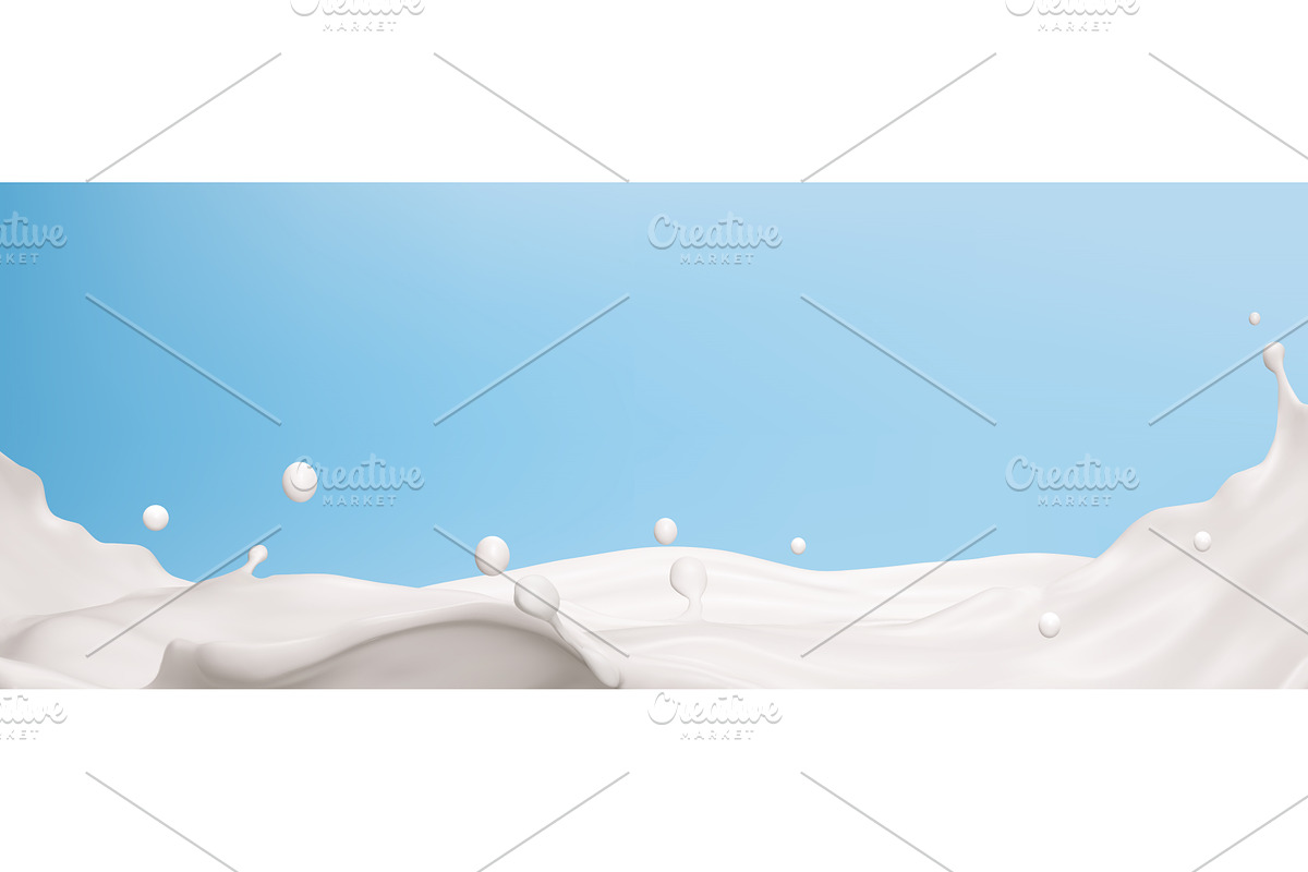 Creamy milk wave splashing on blue, a Food Illustration by art PVP - market
