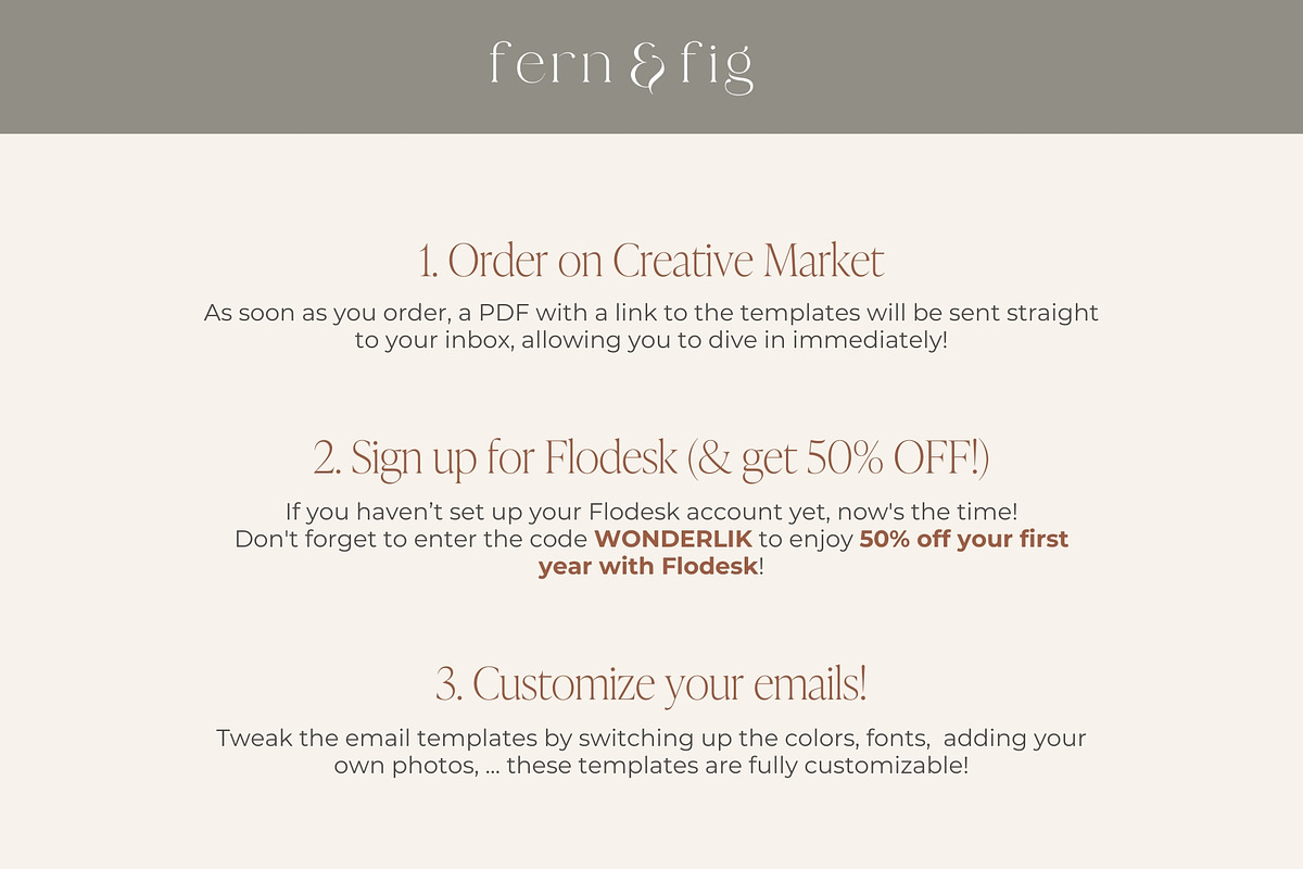 Earthy Flodesk Email Templates for Interior Designers