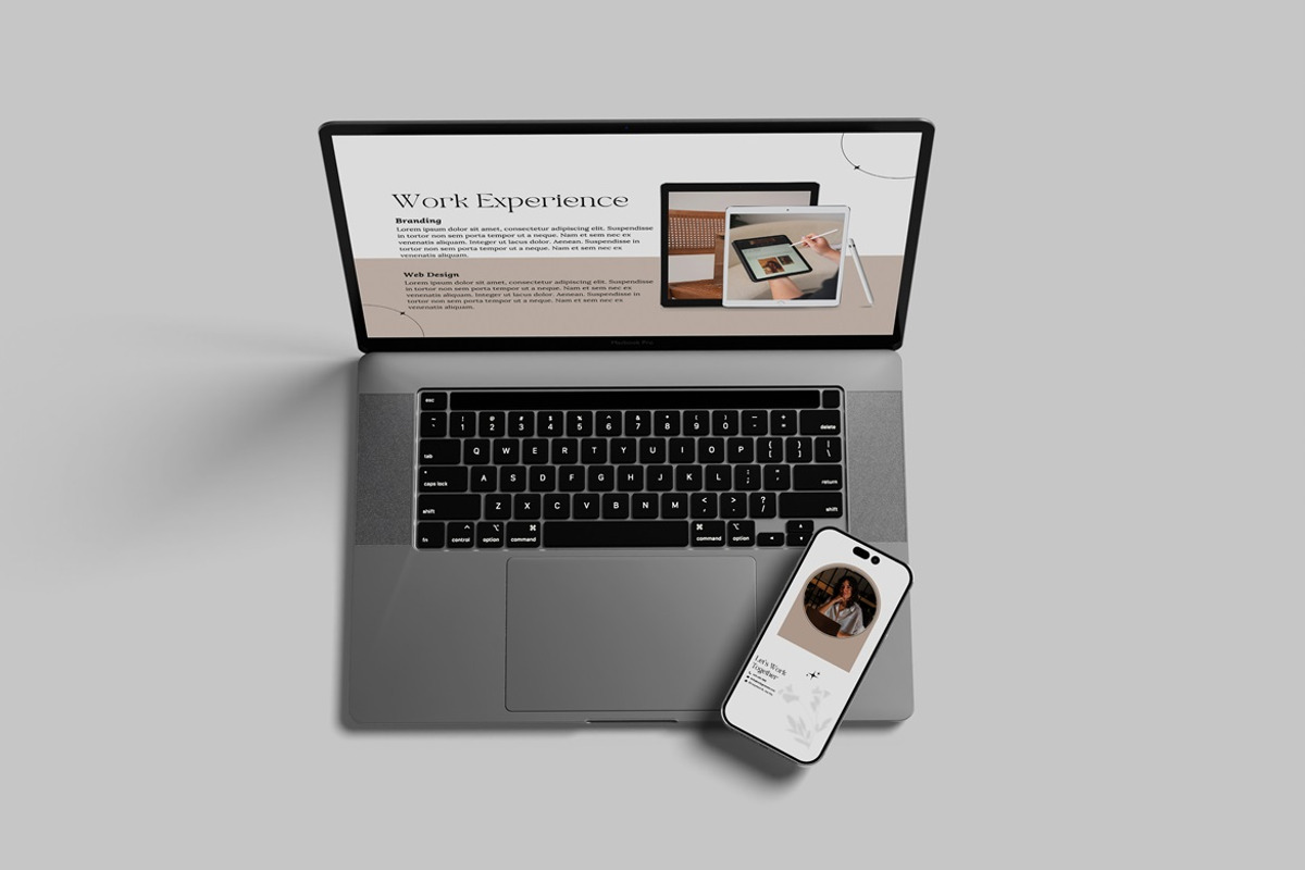 Laptop and iPhone mockup, a Wearable Device Mockup by Creative_A23 (Photo 3 of 6)