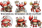 Whimsical Summer Crab Clipart, an Illustration by OK Design (Thumbnail 2 of 6)