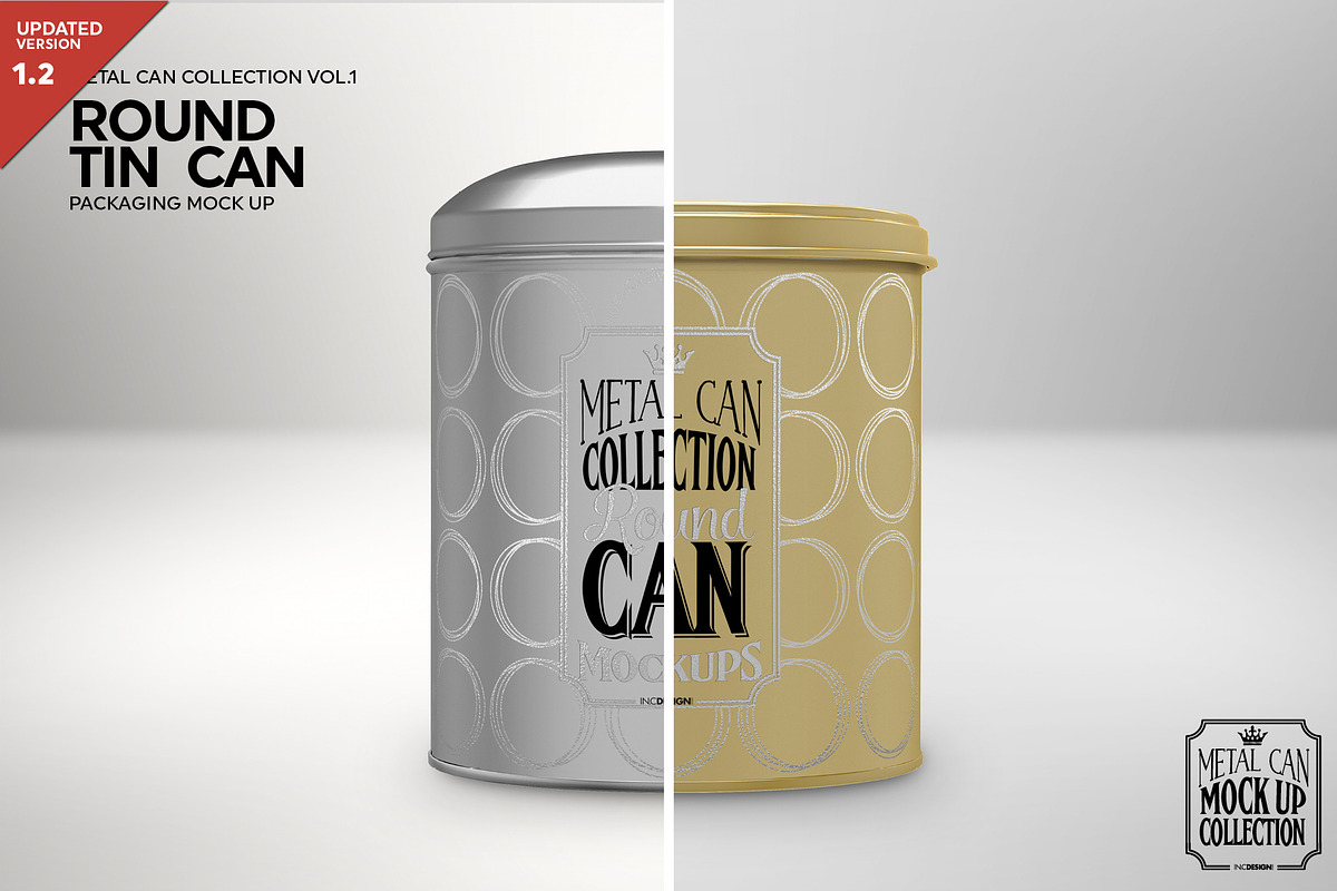 Round Tall Tin Can Packaging Mockup, a Cups & Container Mockup by INCDesign (Photo 1 of 7)