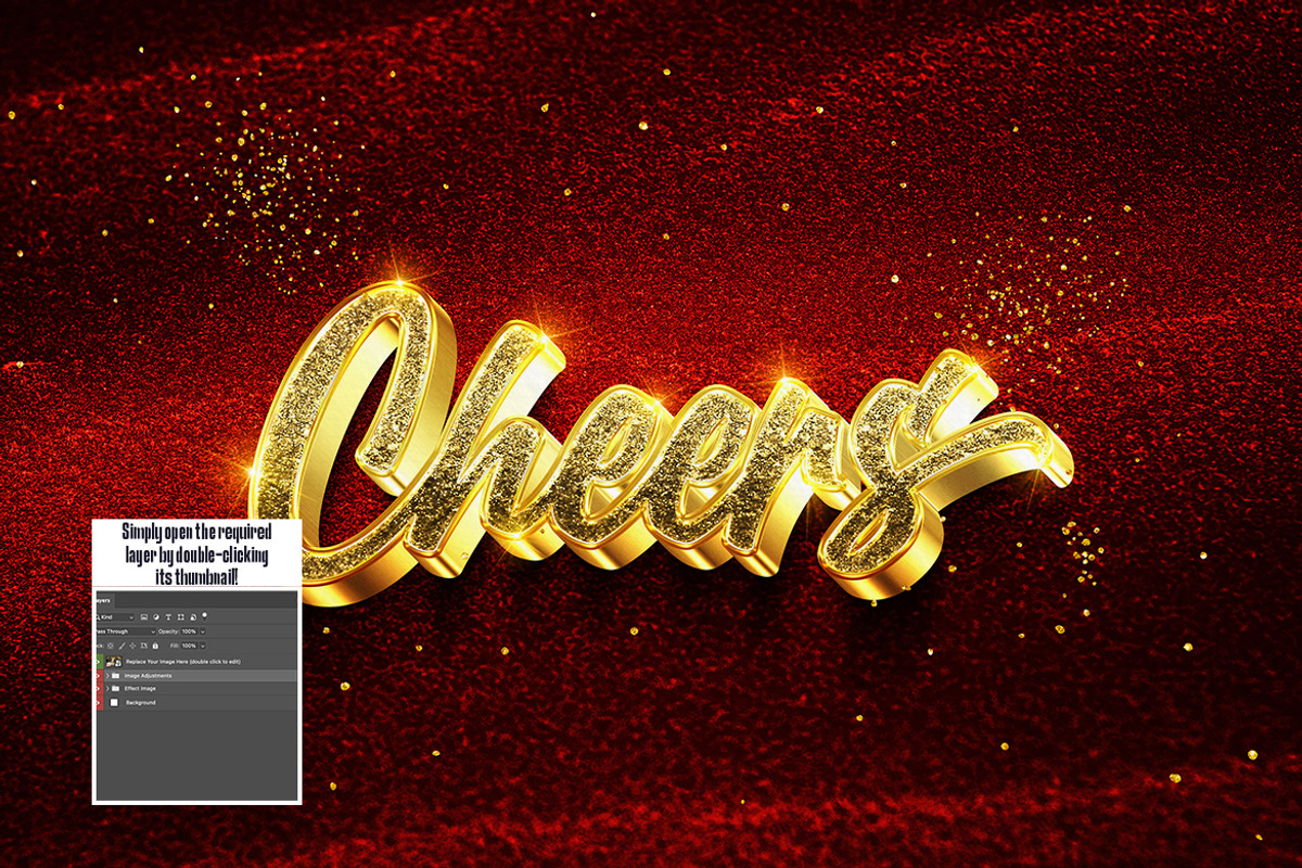 Gold Glitter Text Effect, a Layer Style Add-On by iDoodle Studio